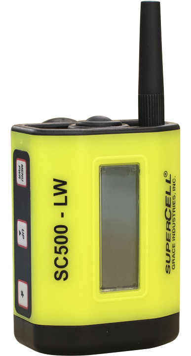 Grace Industries SuperCELL SC500 lone worker device, 4.75 inches high with antenna