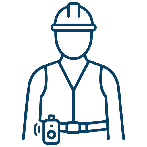 Worker wearing a lone worker safety pendant that can trigger emergency alerts