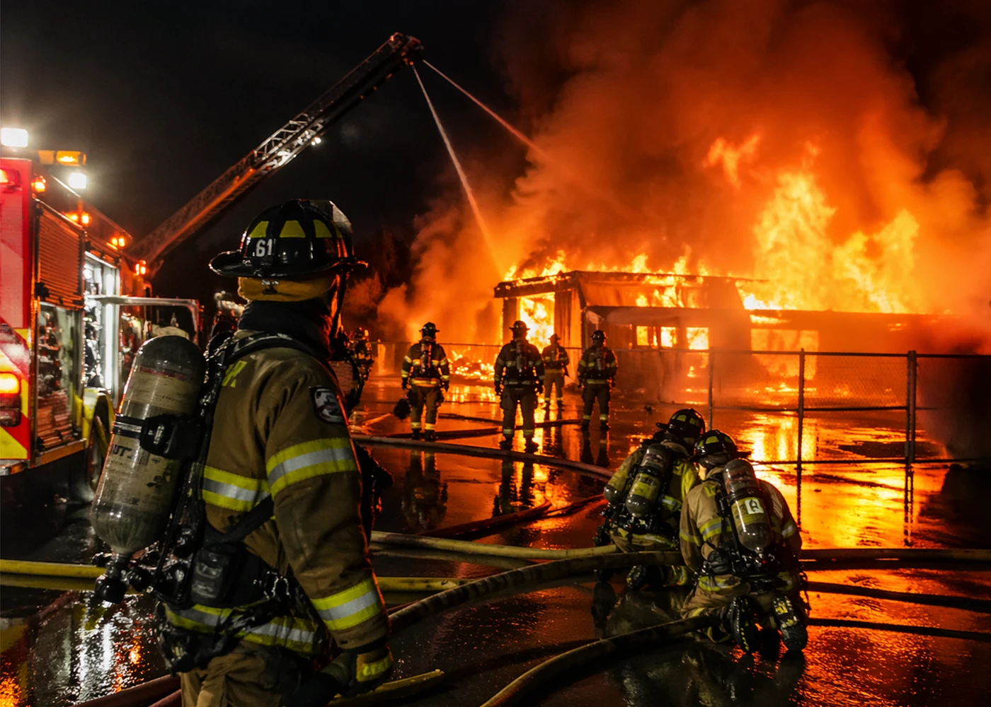 structural firefighters operating during a fireground response
