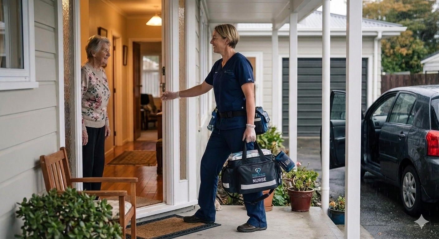 Home healthcare nurse arriving alone for a client visit
