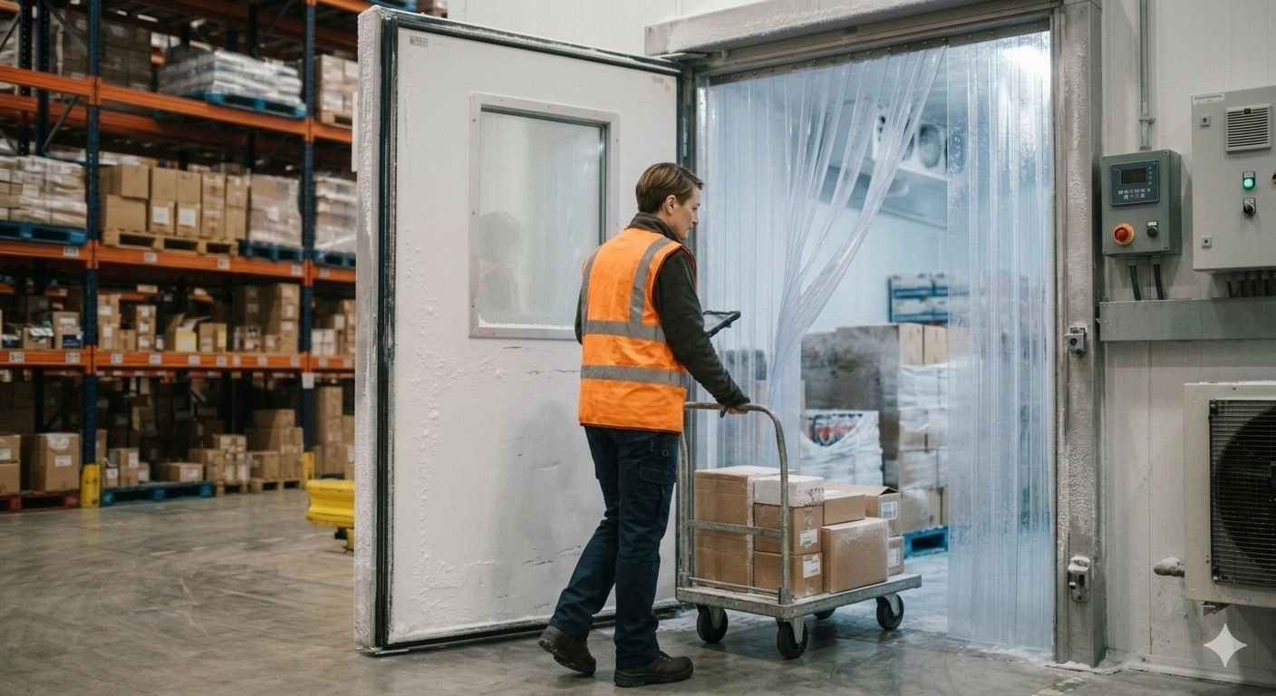 Worker entering a walk-in freezer alone