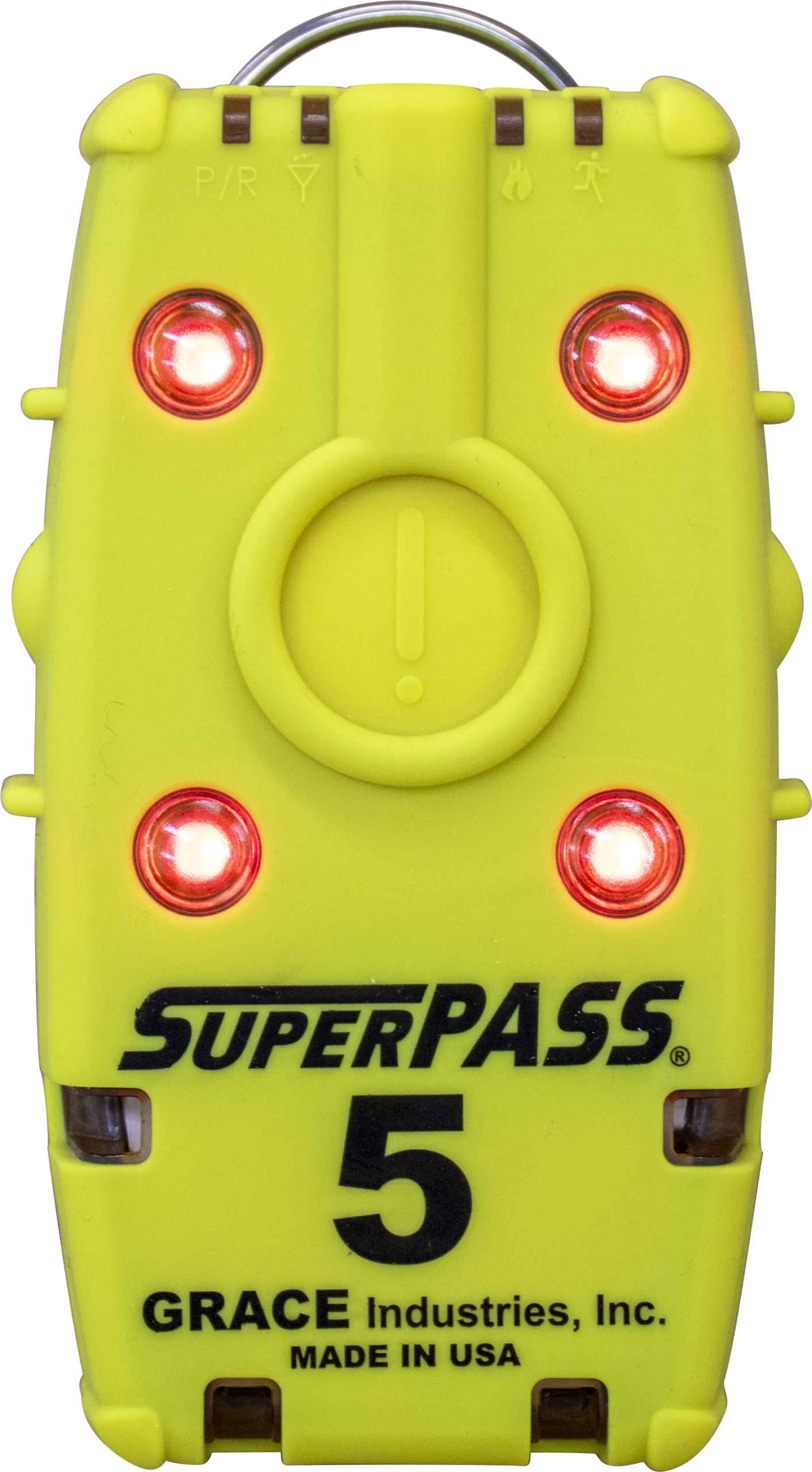 Grace Industries SuperPASS 5 standalone PASS device in alarm, front view