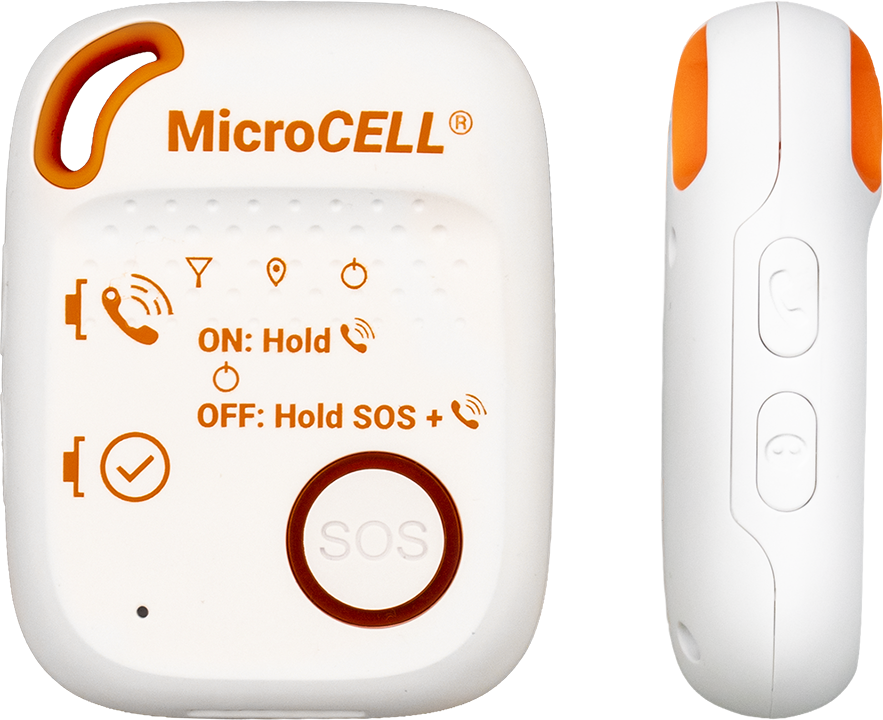 MicroCELL front view, showing the dedicated SOS button